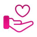 Cartoon icon of hand holding love heart