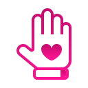 Cartoon icon of hand with love heart in palm